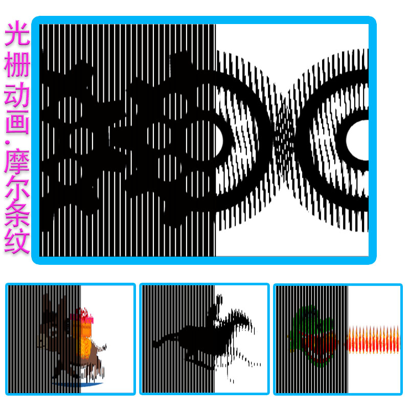 光栅动画32图案实验玩具儿童错觉动画莫尔条纹a5a6光学动画