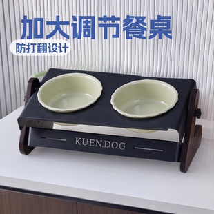 陶瓷猫碗双水碗可调节碗架斜面护颈宠物碗狗碗猫粮碗防打翻猫食盆