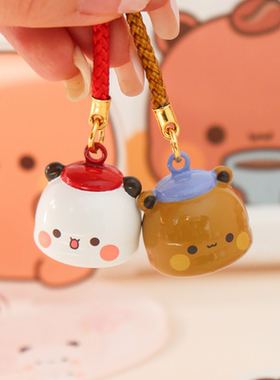 熊猫一二布布可爱铃铛挂件招财手机链水音铃吊坠包包钥匙车载挂链