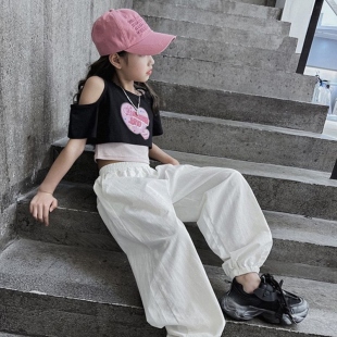 爵士舞女童服装网红甜酷露脐走秀六一演出服短袖街舞潮服女孩夏装