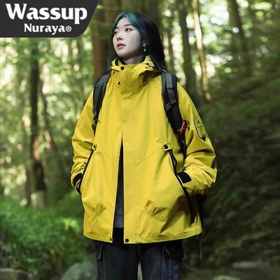 wassup高级感超好看冲锋衣女三合一可拆卸秋冬外套情侣登山服套装