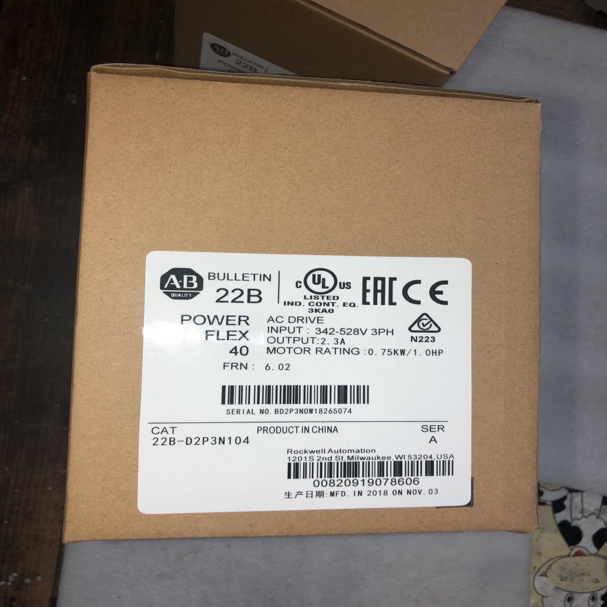 AB变频器 22B-D2p3E1P7N104 380V 500v 075KW 议价