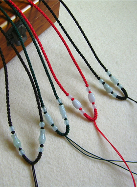 2mm翡翠玉石吊坠绳红绳咖啡色绳黑色绳项链挂绳原创手工编制 包邮