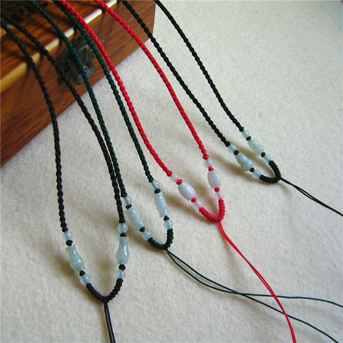 翡翠玉石手工编织原创红绳黑绳