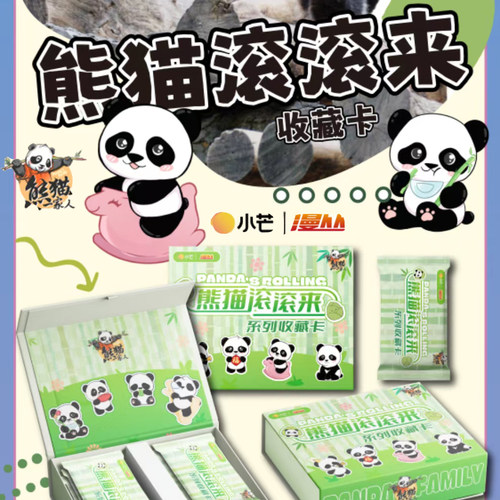 小芒熊猫一家人卡片大熊猫盲盒