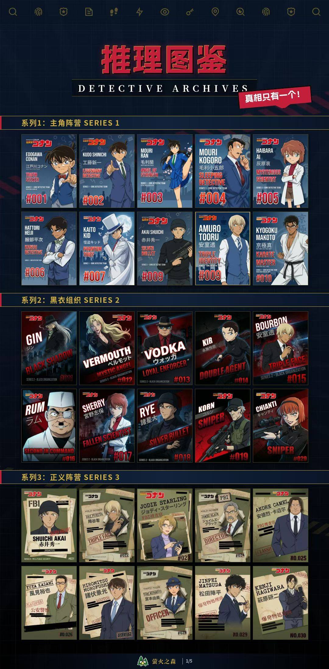 萤火之森工作室名侦探柯南推理图鉴限定A6大卡动漫同人二创卡牌