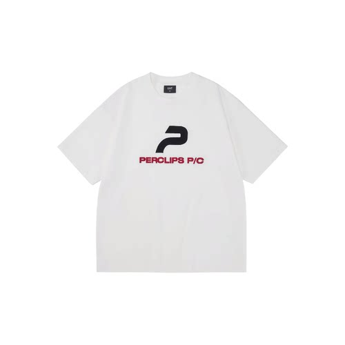 PCLC重磅美式高街头文字P印花LOGO纯棉情侣落肩短袖T恤