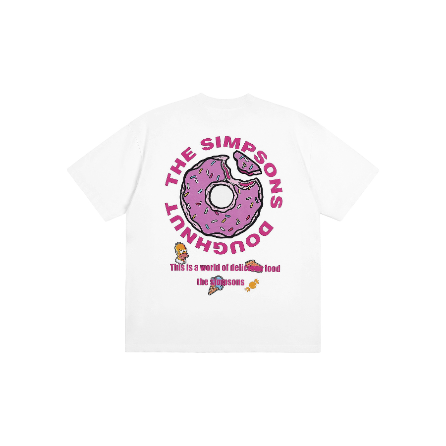 The Simpsons辛普森一家字母Logo创意甜甜圈卡通印花休闲短袖T恤-封面