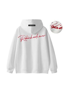 罗宾汗ROBINHO美式高街复古字母宽松连帽卫衣帽衫男女加绒加厚