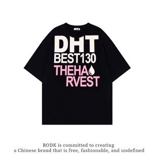 BODK原创美式复古字母排版印花短袖T袖男女夏季宽松情侣上衣tee