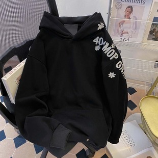 欧美潮牌字母刺绣连帽卫衣男女春秋冬薄款 加绒加厚外套hiphop上衣