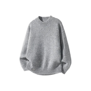 奥D美式 纯色简约基础套头秋冬潮流保暖舒适亲肤百搭加厚针织毛衣