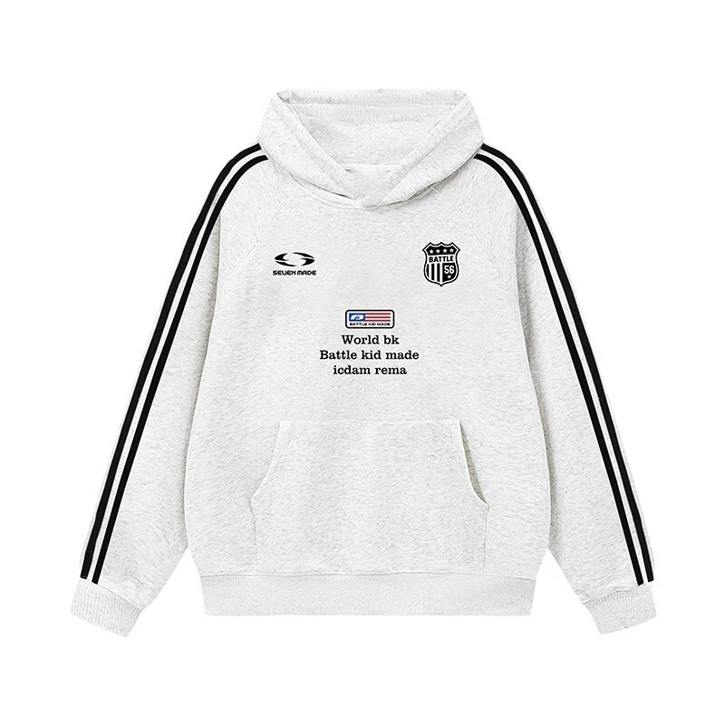 亿万少年bufu美式复古国潮牌连帽卫衣男女同款学院风帽衫外套秋冬