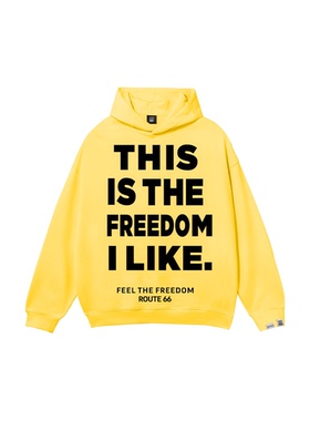 ROUTE66美式复古字母印花帽衫休闲长袖宽松连帽卫衣ROUTE 66