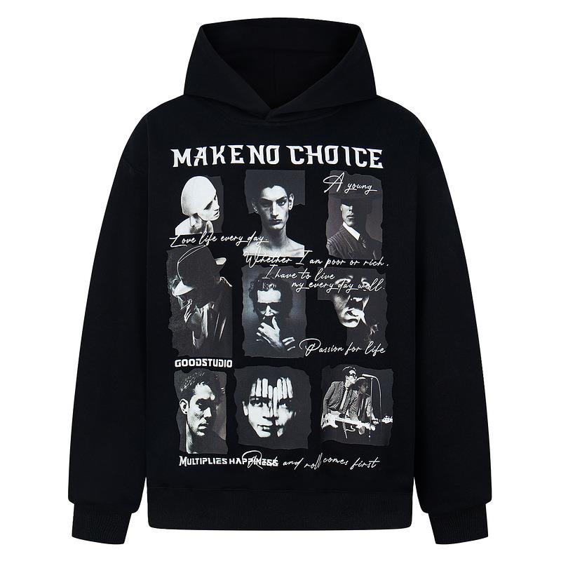 DHSS美式人像字母连帽卫衣男女