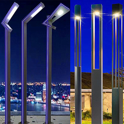 户外防水庭院灯3/3.5/4米高杆小区方形圆柱铝型材景观道路7字路灯