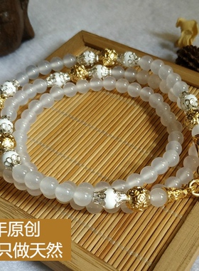 天然水晶白玛瑙原创佛牌链子