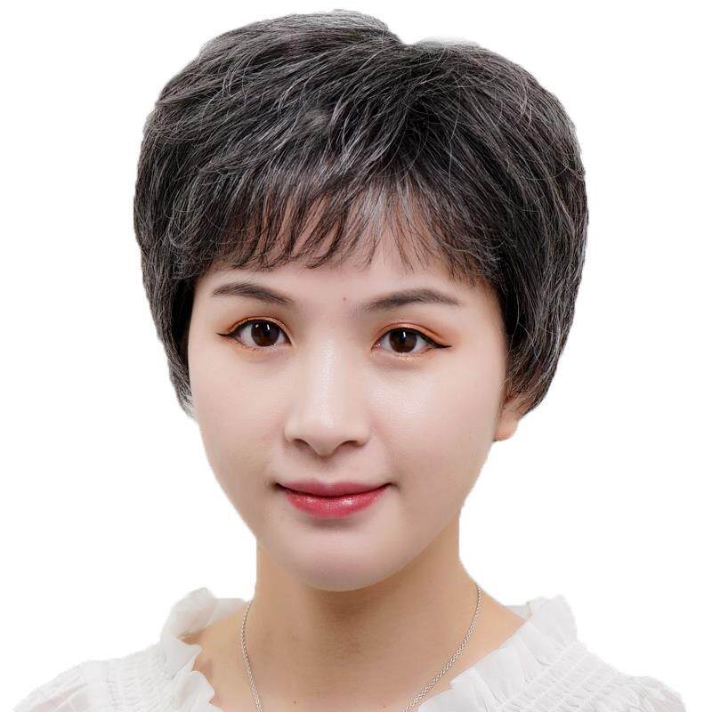 假发女短发花白奶奶中老年假发套道具老太太卷发老人婆婆全头白发