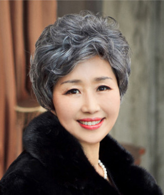 包邮慈祥风老年人奶奶款花白假发