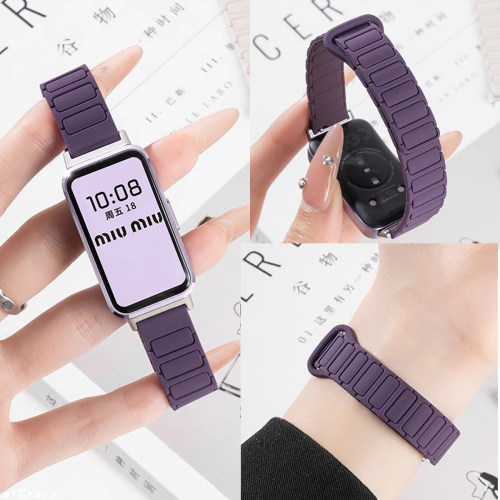 手环10/11~乌梅紫色硅胶磁吸表带