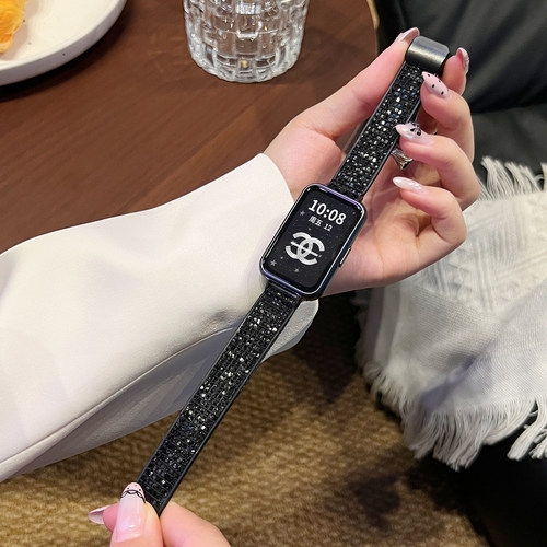 适用华为手环11亮片磁吸扣表带