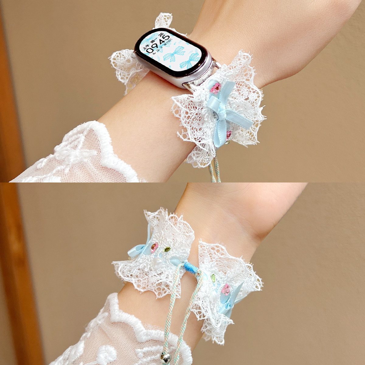 秋季韩系新款蕾丝拉绳款表带百搭