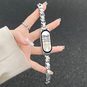 适用小米手环9表带10陶瓷8nfc版 智能腕带链7高级6金属5专用4女生3