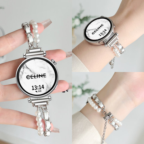 手表GT6/5~小香风珍珠间皮表带链