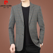 外套高级感西装 上衣格子条纹休闲西服男士 新款 皮尔卡丹2026春秋季