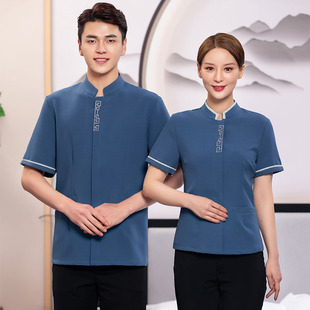 清洁工作服短袖保洁夏装酒店客房服务员服装物业宾馆PA男女制服新