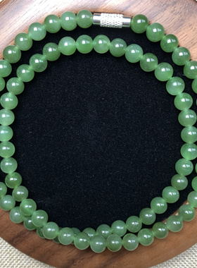 HR-114：天然A货和田碧玉满绿项链一条