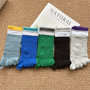 一盒五双五指袜子分趾袜纯棉防臭吸汗运动健身瑜伽跑步五趾袜