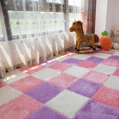 拼接绒毛地垫ins风房间地毯床边地板垫卧室全铺客厅飘窗欧式 家用