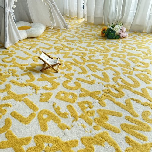 毛绒拼接地毯卧室床边地垫爬行垫