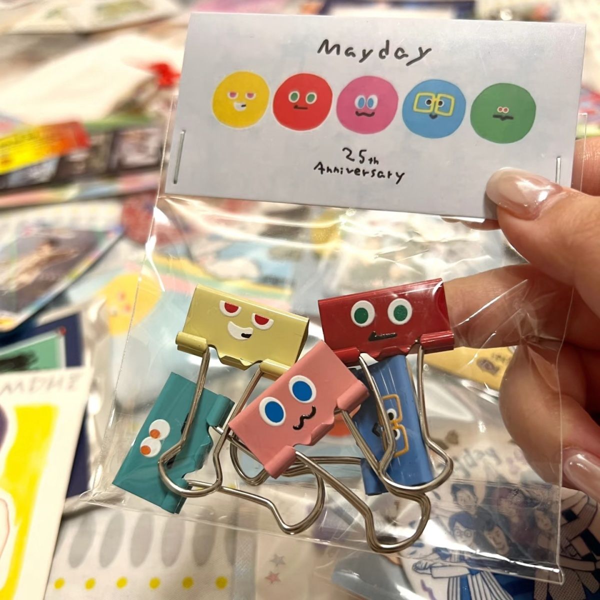 五月天演唱会周边五色球表情包可爱夹子手帐长尾夹学生收纳文件夹