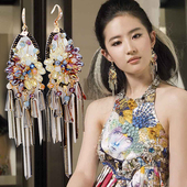 民族风手作耳环长款 原创夸张耳坠女流苏925银防过敏耳饰气质个性