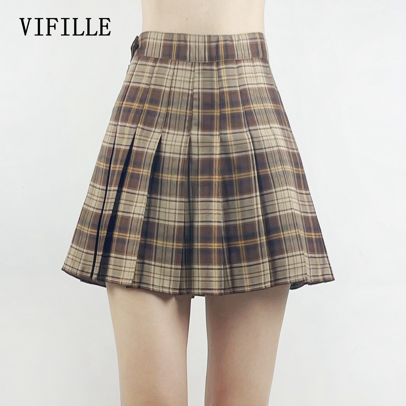 格子半身裙VIFILLE复古