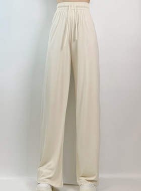 VIFILLE瑞飞儿2021春专柜款高腰休闲黑色长裤松紧裤女V21X2930831