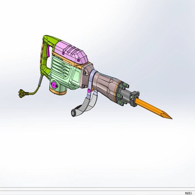 工业级重型大电镐三维solidworks模型3D建模 STP格式图纸设计