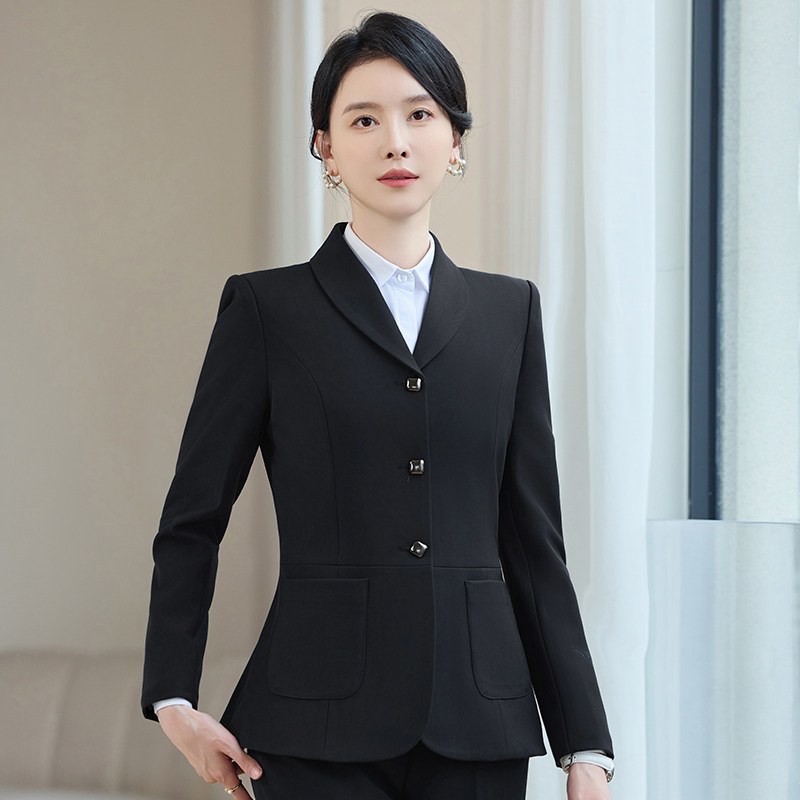 春季新款黑色西装套装女职业正装售楼部物业酒店工作服三粒扣西服