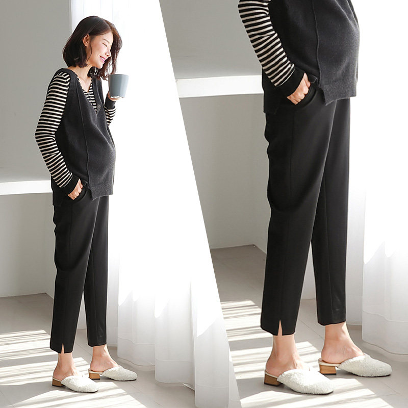 孕妇裤冬季加绒加厚外穿女工装职业西装裤春秋托腹烟管孕妇直筒裤