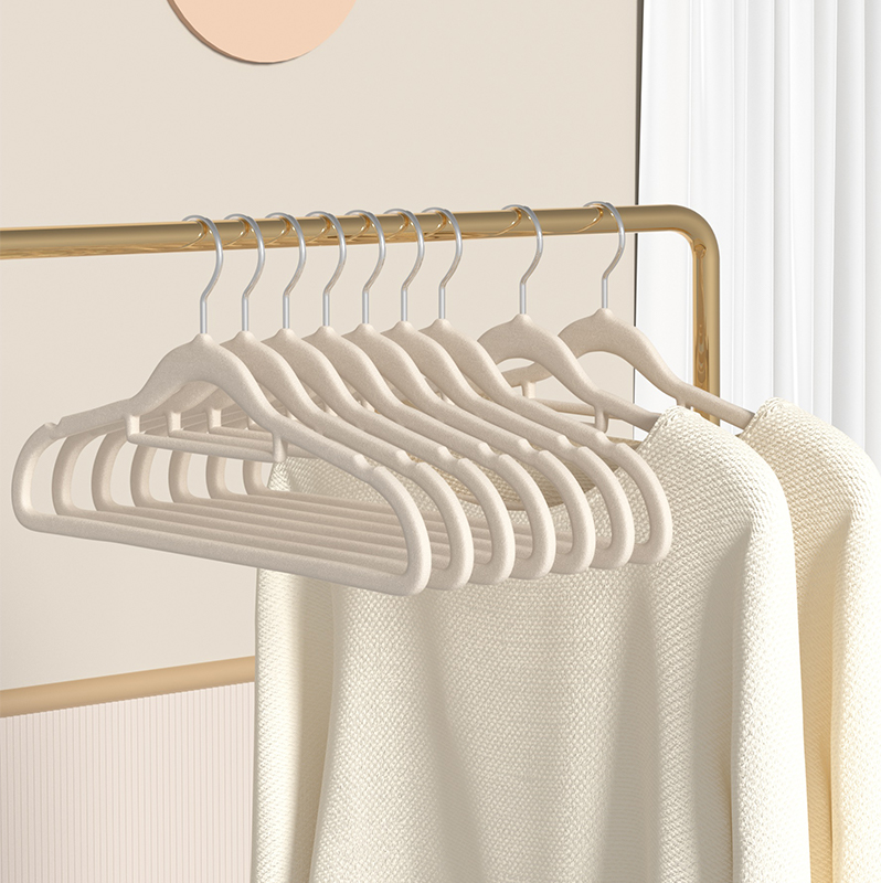 植绒衣架防滑100个 家用挂衣整理师衣柜衣挂防肩角晾衣撑