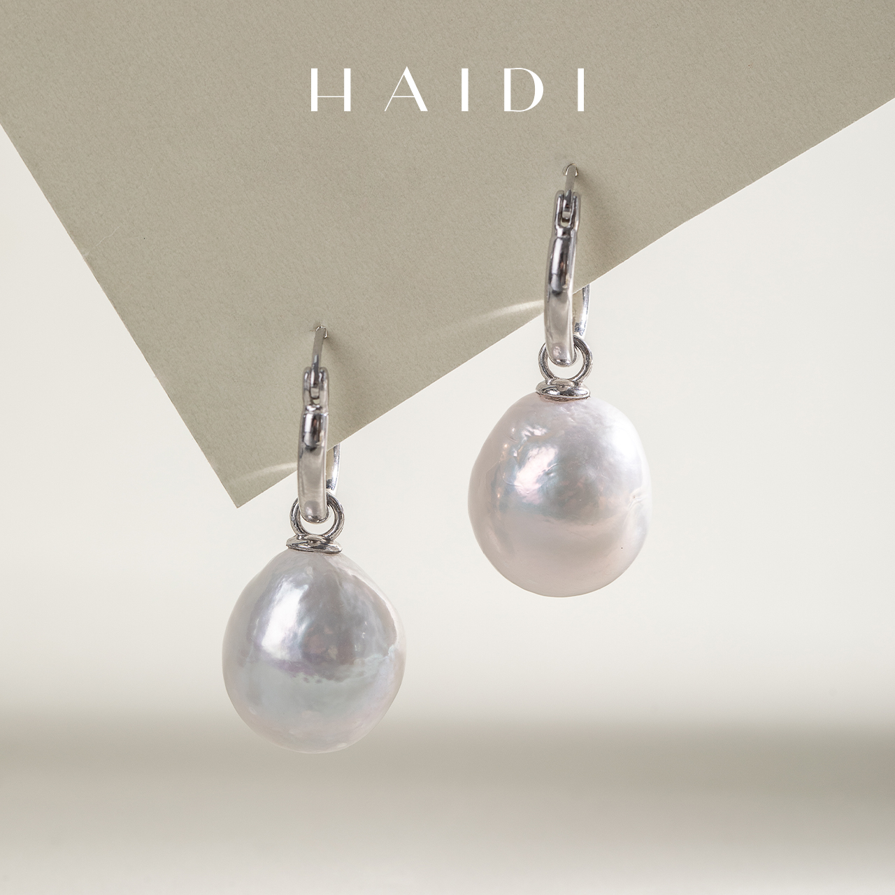 海蒂珠宝 简兮 13-14mm淡水大巴洛克珍珠耳饰 精工S925银送礼好物