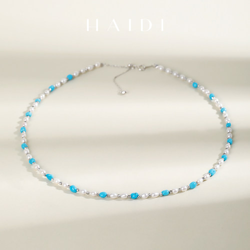 海蒂珠宝 玉兰 3-4mm淡水珍珠美松项链 S925银 送女友礼物