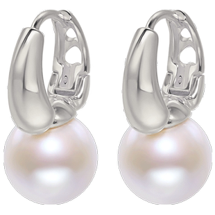 海蒂珠宝 如萱 强光9-10mm淡水珍珠耳环月华珠 S925银正品礼物