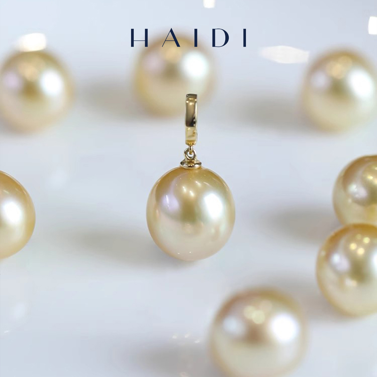 海蒂珠宝 薄暮时分 11-12mm南洋金珠水滴开合扣吊坠18K金diy设计