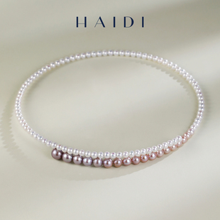 8mm淡水渐变珍珠项链项圈 海蒂珠宝 紫薇 好物女 曼塔玫瑰系列