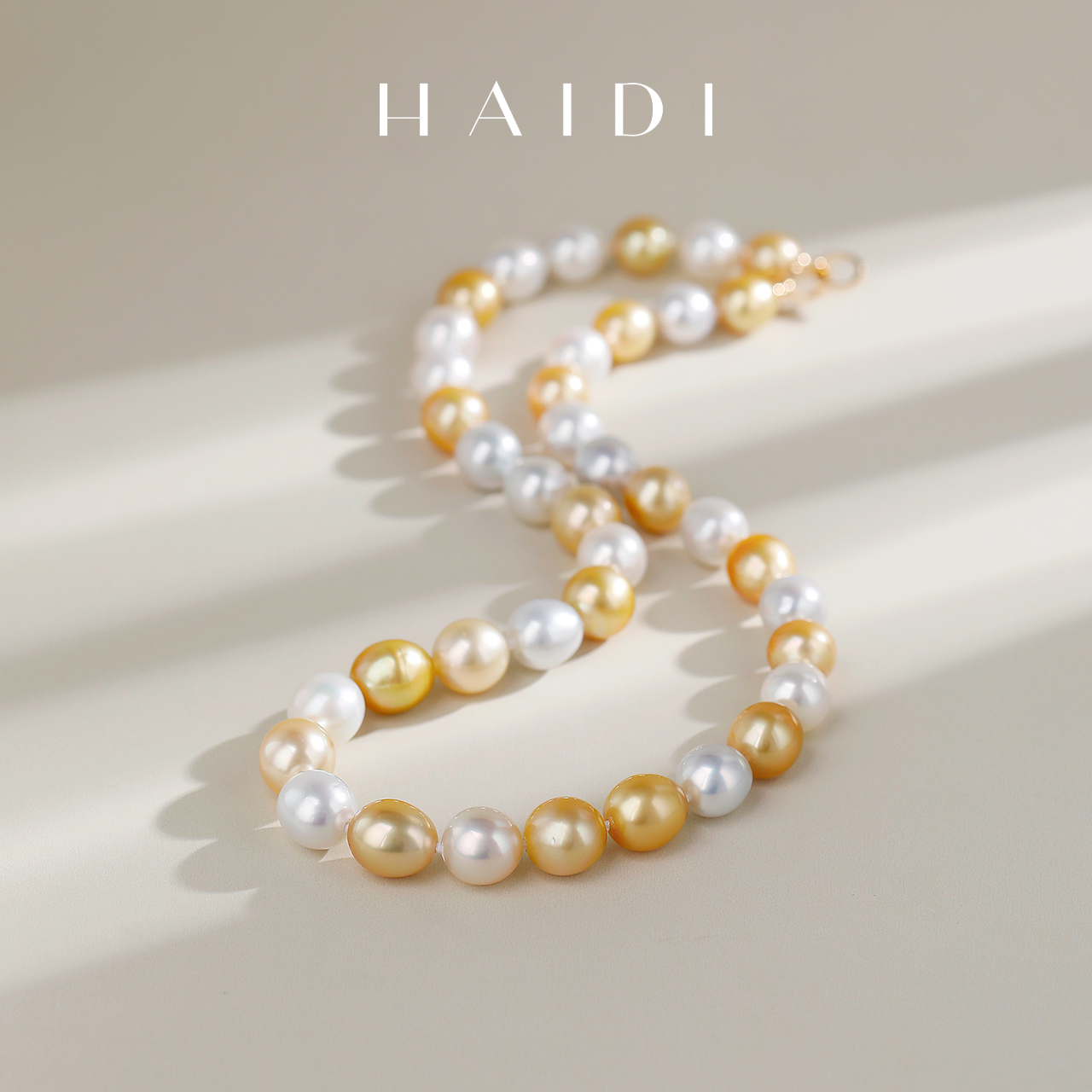海蒂珠宝 锦绣年华【13周年限定款】9-11mm南洋金珠澳白珍珠项链
