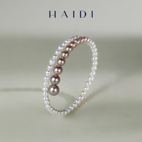 海蒂珠宝  曼塔玫瑰系列-紫薇 4-8mm渐变淡水珍珠手镯时尚女礼物