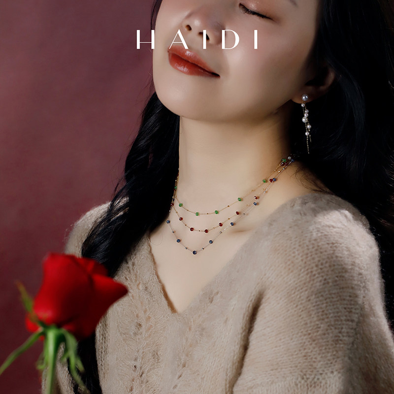 海蒂红宝石/沙弗莱/蓝宝石 G18K金满天星彩宝项链,珠宝/钻石/翡翠,颈饰,淘宝优惠券,粉丝福利购,淘宝优惠卷